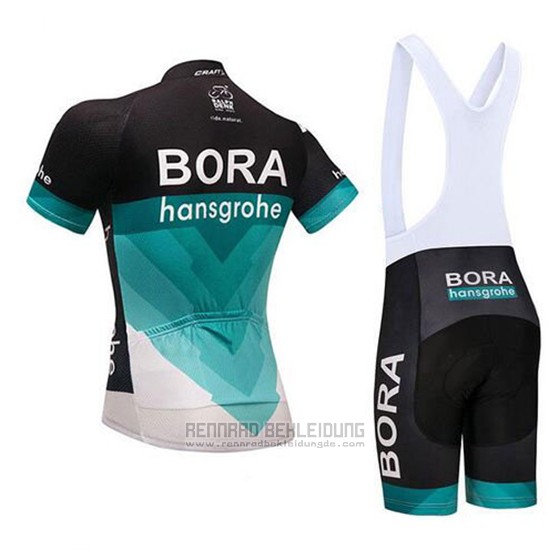 2018 Fahrradbekleidung Bora Shwarz und Teal Trikot Kurzarm und Tragerhose